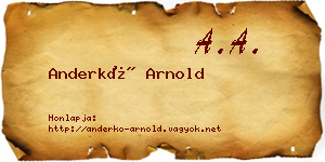Anderkó Arnold névjegykártya